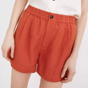 Madewell Linen-Blend Track Shorts in Orange